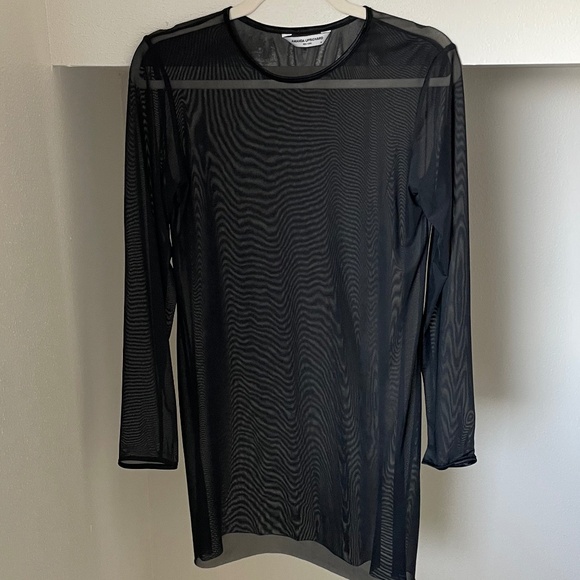 NWOT Amanda Prichard Black Mesh Overlay Mini Dress (Size M) - Picture 4 of 8